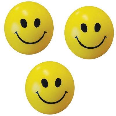 Yellow Return Balls With Smiling Faces Assorted Designs- Case of 24