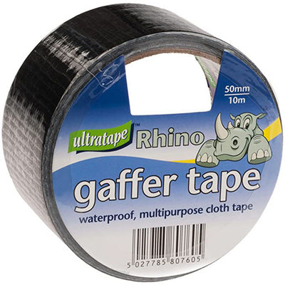 Ultratape Rhino Gaffer Cloth Tape Black 50mm x 10m - Case of 6