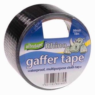 Ultratape Rhino Gaffer Cloth Tape Black 50mm x 10m - Case of 6