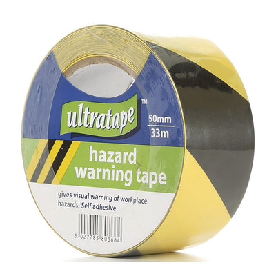 Ultratape Hazard Warning Tape 50mm x 33m Yellow & Black