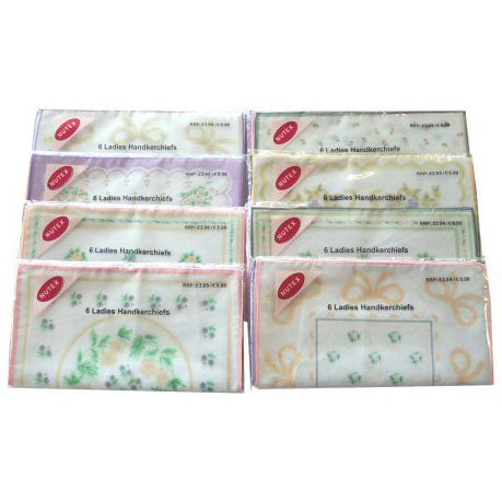 Nutex Ladies Handkerchiefs 6 Pack - Case of 20