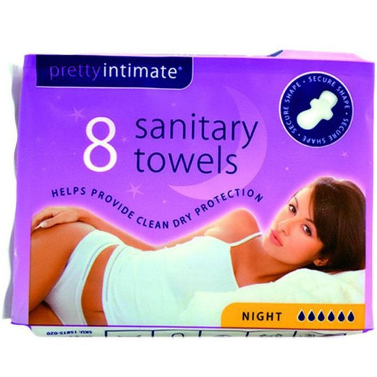 Pretty Intimate Night Time Sanitary Towels 8 Pack - Case of 12