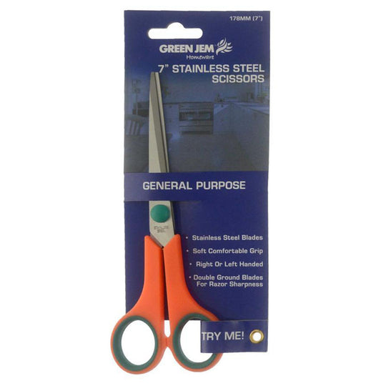 Green Jem Stainless Steel Scissors 7" - Case of 12