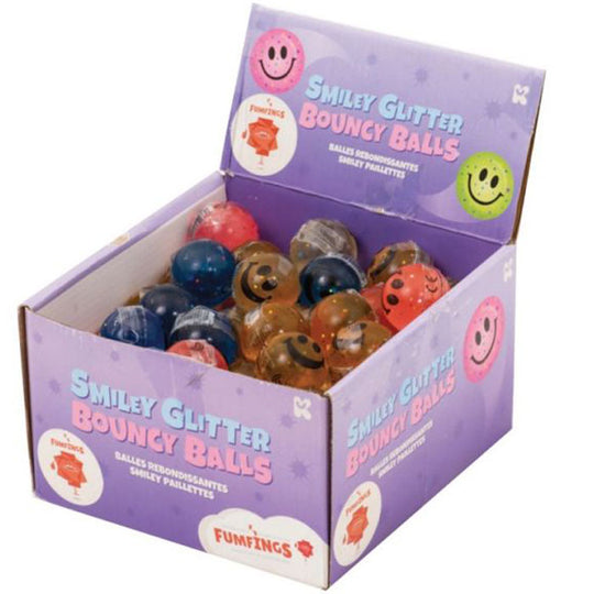 Smiley Glitter Bouncy Balls