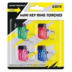 Electrical Mini Key Ring Torch 4 Pack
