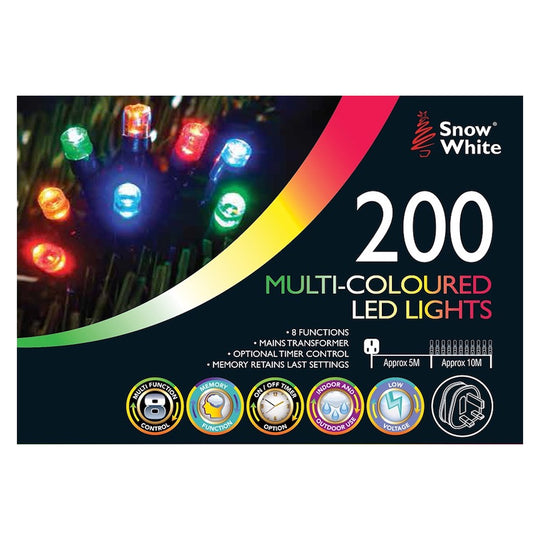 Snow White Multi-Coloured LED Lights 200