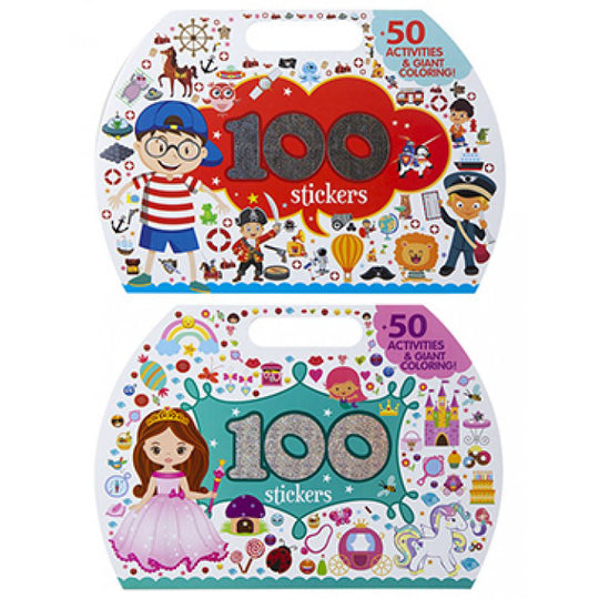 Children's 50 Activities Book with Handle, Giant Colouring & 100 Stickers