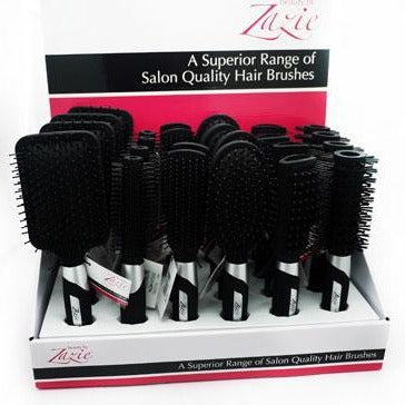 Zazie Hair Brushes In Display Box 6 Assorted Black