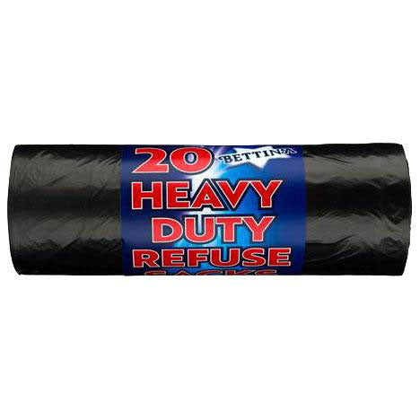 Bettina Heavy Duty Refuse Sacks Black Bags 20 Pack Roll