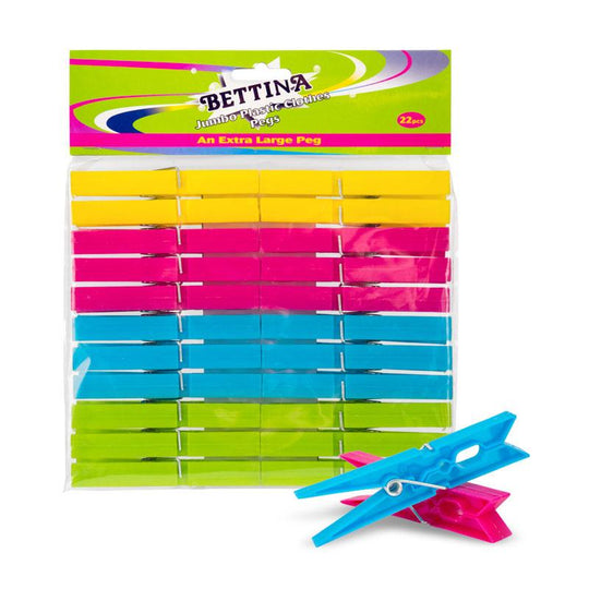 Bettina Jumbo Plastic Clothes Pegs 22 Pack