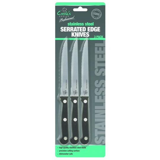 Cook’s Choice Professional Stainless Steel Serrated Edge Knives 3 Pack