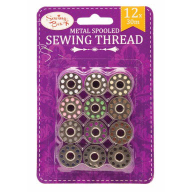 Sewing Box Metal Spooled Sewing Thread 12 Pack