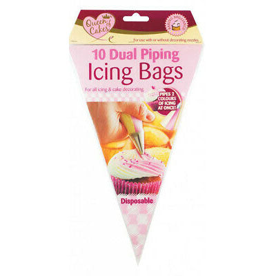 Queen of Cakes Disposable Dual Piping Icing Bags 10 Pack