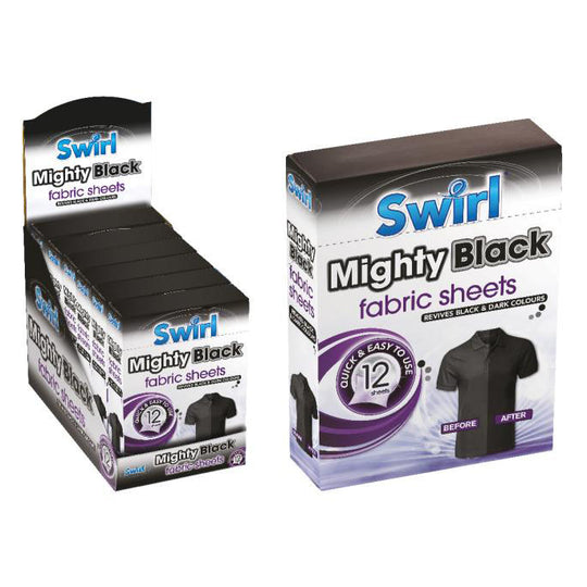 Swirl Mighty Black Fabric Sheets 12 Pack