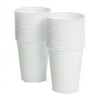 Disposable Plastic Drinking Cups White 100 Pack