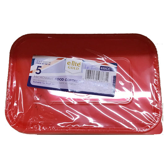 E-lite Gold Microwave Food Containers with Lids 650cc 5 Pack
