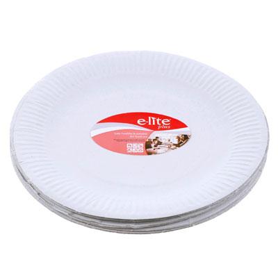 E-lite Plus Disposable Paper Plates 23cm (9”) White 30 Pack