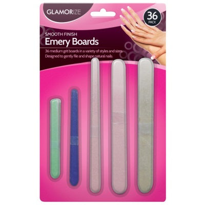 Glamorize Smooth Finish Manicure Emery Boards 36 Pack