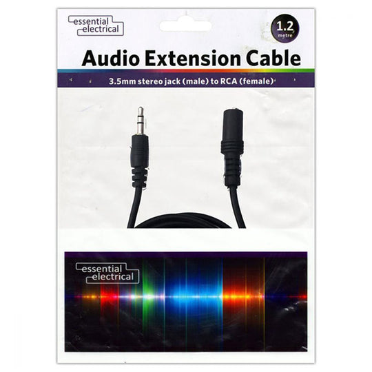  Audio Headphone Extension Cable Mini Jack male to female RCA 3.5mm x 1.2 metre