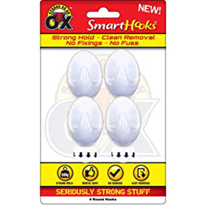 Strong As An Ox Smart Hooks Set of 4 White