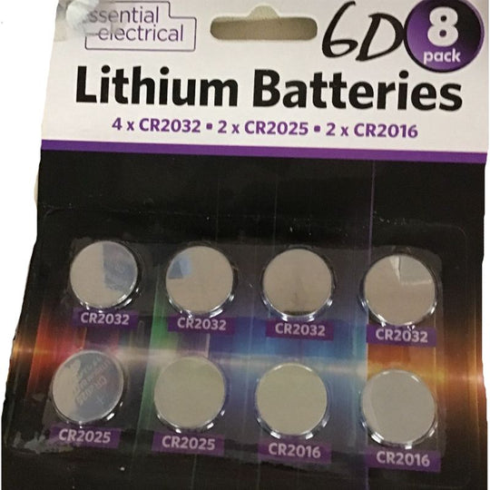 essential electrical CR Button Batteries 8 Pack