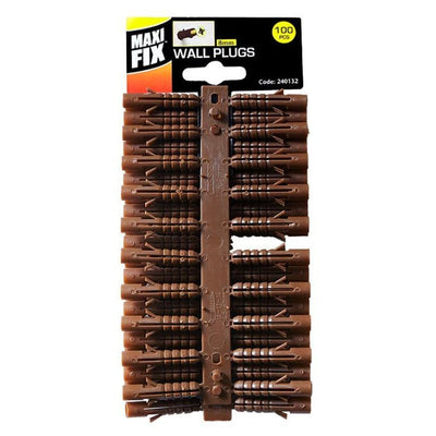 Maxi Fix Brown Plastic Wall Plugs 100 x 8mm