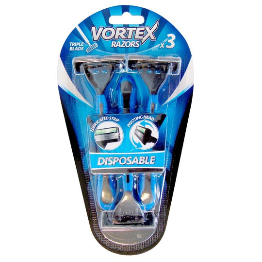 Vortex Razors Mens Triple Blade Disposable Razors 3 Pack