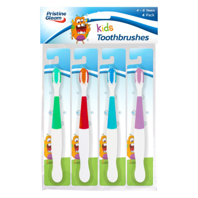 Pristine Gleam Kids Toothbrushes 4 Pack