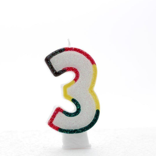 Multicolour Number 3 Candle - Case of 6