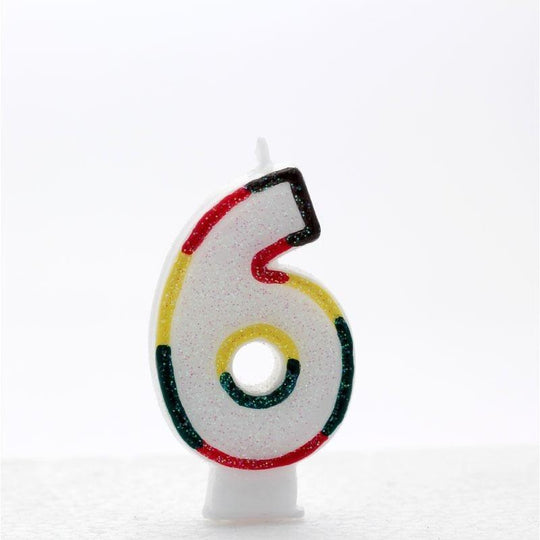 Multicolour Number 6 Candle - Case of 6
