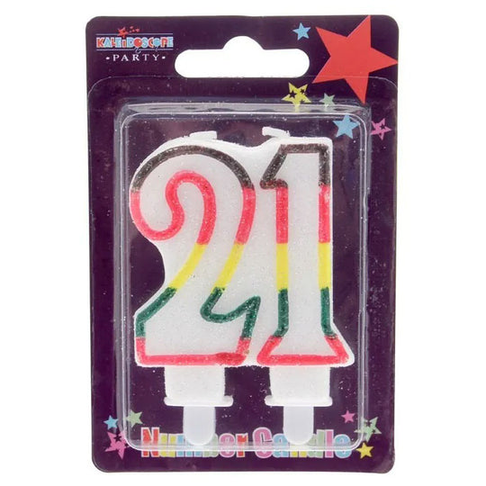 Multicolour Age 21 Candle - Case of 6