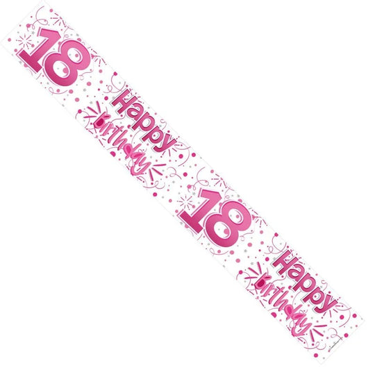 Happy Birthday Age 18 Design Pink Banner - Case of 12