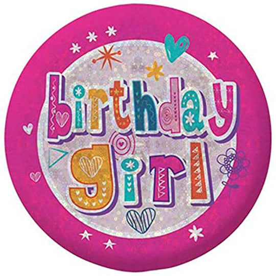 Birthday Girl Party Badge 15cm - Pack of 6