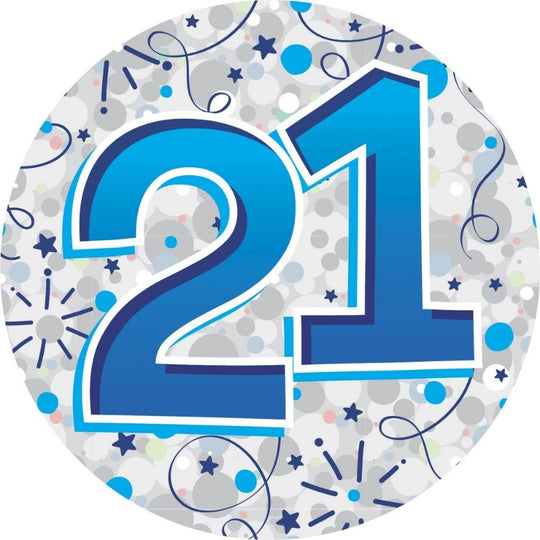 Age 21 Male Party Badge 15cm