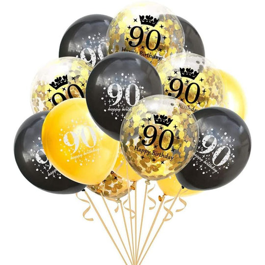Age 90 Unisex Birthday Latex Balloons 8 Pack - Case of 6