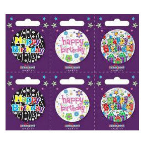 Birthday Badges "Happy Birthday" Design Small - Case of 6