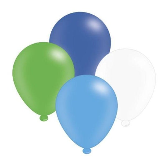 Latex Balloons Assorted Blue Green Party Mix 8 pack - Case of 6