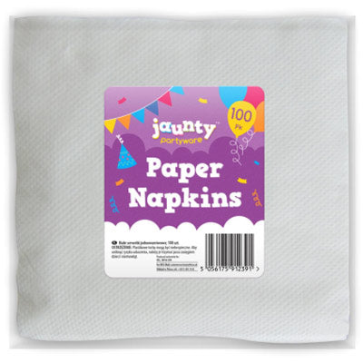 Jaunty White Paper Napkins 100 Pack