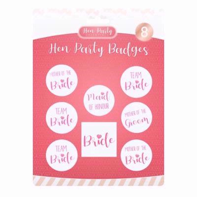 Hen Party Badges 8 Pack