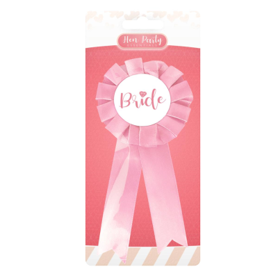 Hen Party Bride Pink Ribbon Badge