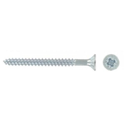 8 X 1 1/2'' Pozi Csk Hardened Twinthread Woodscrews Zinc