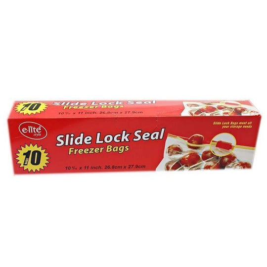 E-lite Style Slide Lock Seal Food Bags 10 Pack Large