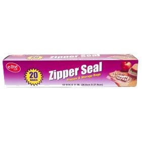 E-lite Style Zipper Seal Food Bags 20 Pack Large