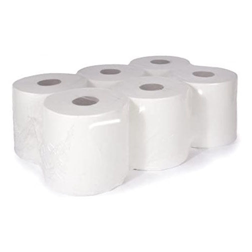 White Heavy Duty Centrefeed Paper Tissue 6 Roll Pack