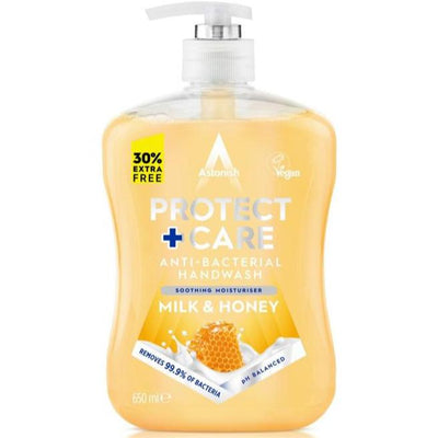 Astonish Protect & Care Antibacterial Handwash Milk & Honey 650ml - Case of 12