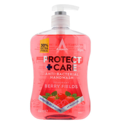 Astonish Protect & Care Antibacterial Handwash Berry Field 650ml - Case of 12