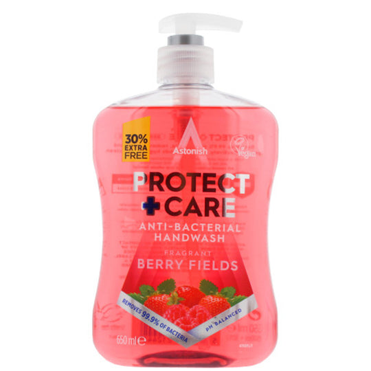 Astonish Protect & Care Antibacterial Handwash Berry Field 650ml - Case of 12