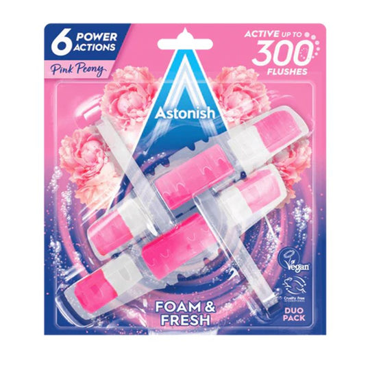 Astonish Foam & Fresh Rim Blocks Pink Peony 2 Pack - Case of 9