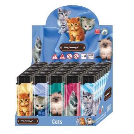 GSD Electric Lighter Animal Kitten Design 4 Pack - Case of 12