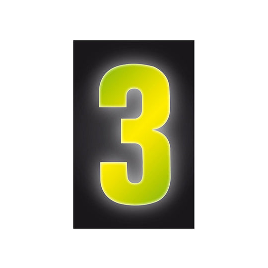 Number Sticker Yellow High Visibility Reflective 3” - Number 3